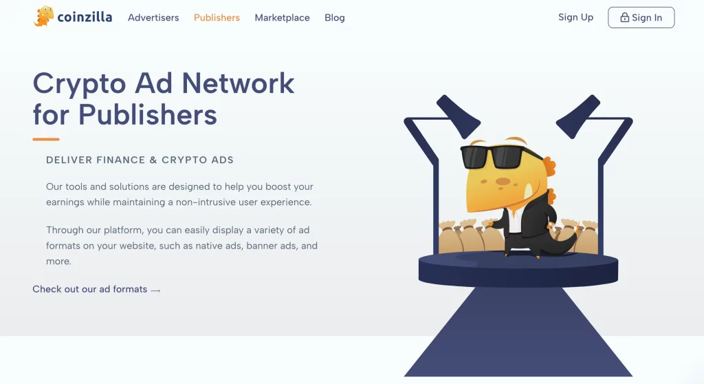 1. Coinzilla: Best for Crypto & Finance Websites