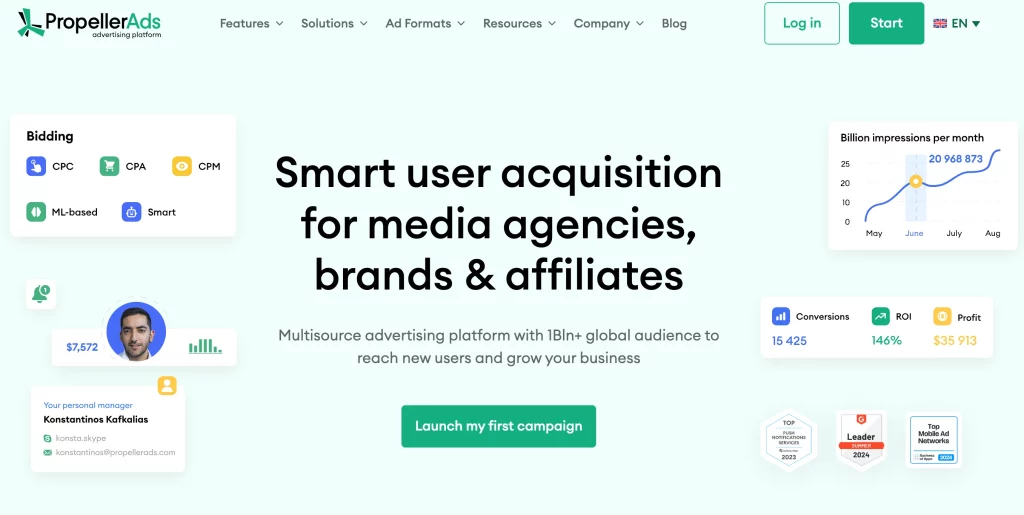 5. Propeller Ads: Best for Performance & Pop Ads