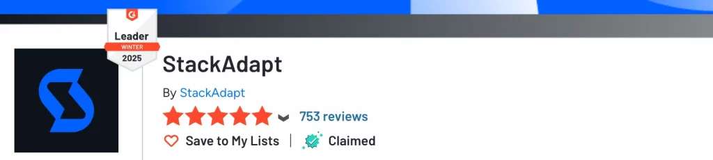 1. StackAdapt: Best Demand Side Platform for Small Businesses user reviews